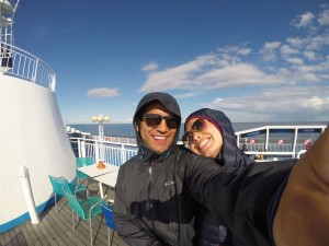 Cold and sunny. Tallinn ferry.