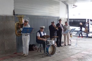 The band playing... singing.. goodbye.