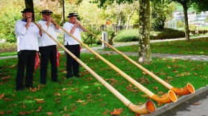 Alphorns ... right before hiking to see the Swiss Alps