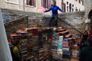 Stairs made out of books.  cool!