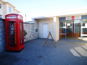 The first telephone booth.