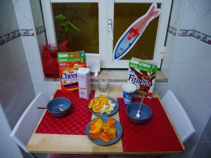 Breakfast at home. 