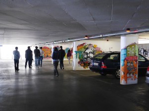 Graffiti parking lot. 