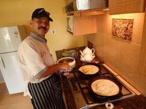 The chef came every morning to prepare Breakfast at home. 