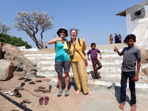 Katia and Jackie at the Monkey Temple ( Hanuman Temple )
