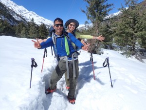 First time hiking in the snow. 
