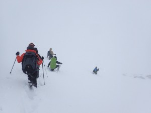 Kris going to to pull Prem out of the snow. Annapurna Circuit