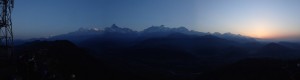 Sarangkot at sunrise, view of Machhepuchhre (fishtail)