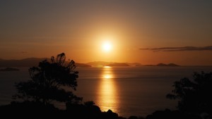 Sunset hike. Flores sea. 