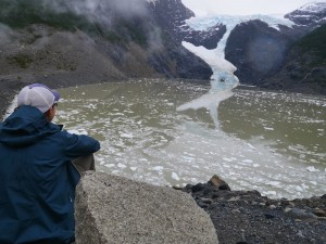 Jenni enjoying the glacier lake. 