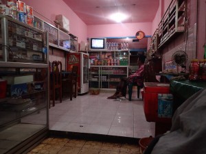 We waited in this small food stand. 