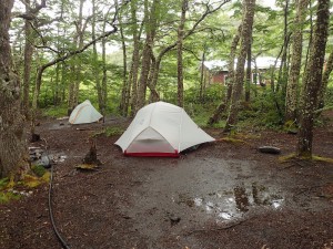 We moved the tent out of the puddle. rookie mistake. 