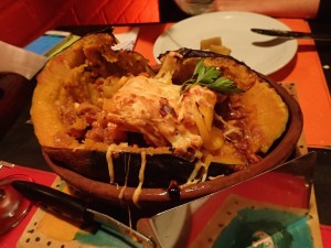 Stew stuffed in a Squash. delightful. 